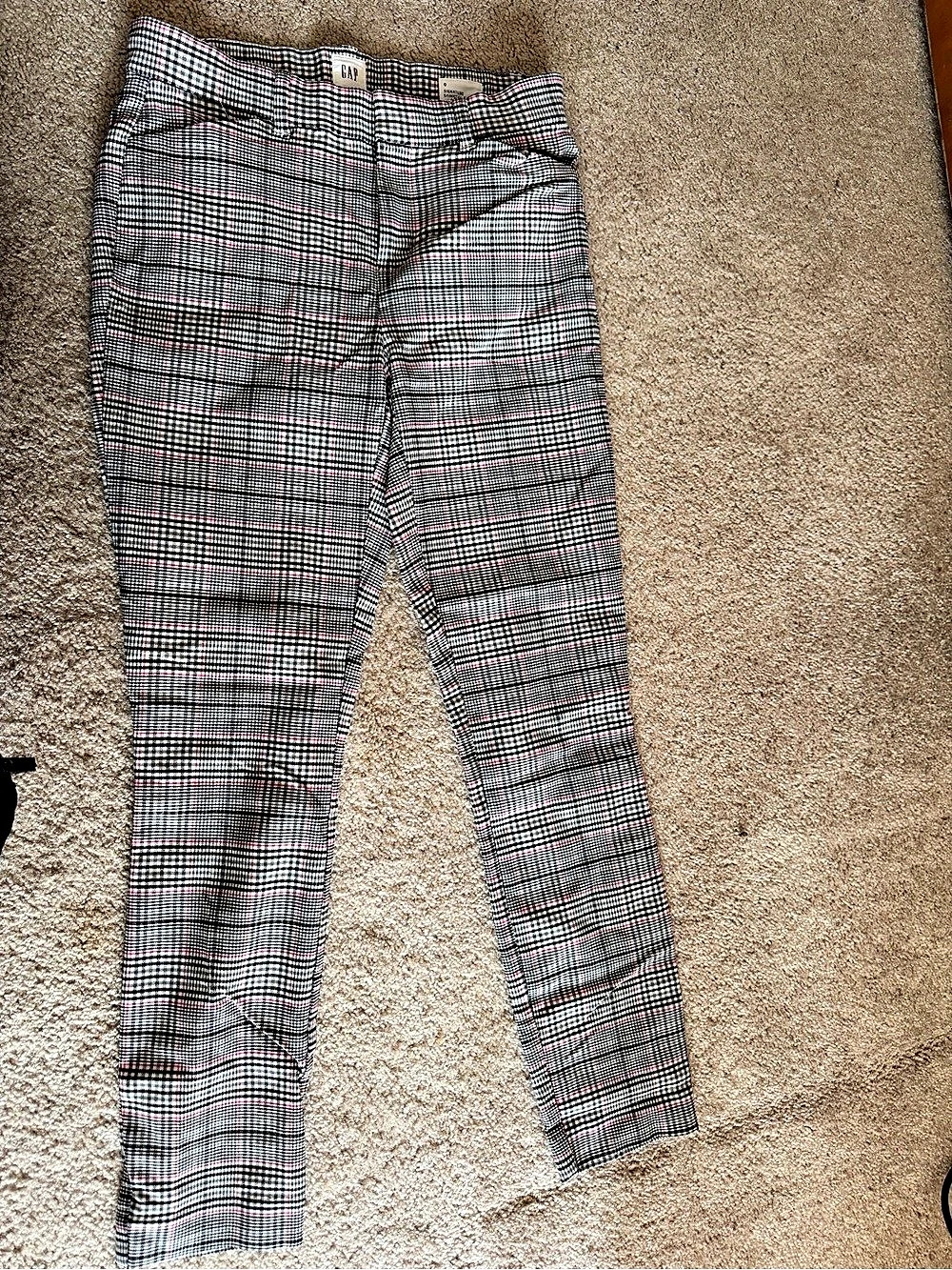 GAP Signature Skinny Ankle Pants Plaid Gray & Black
